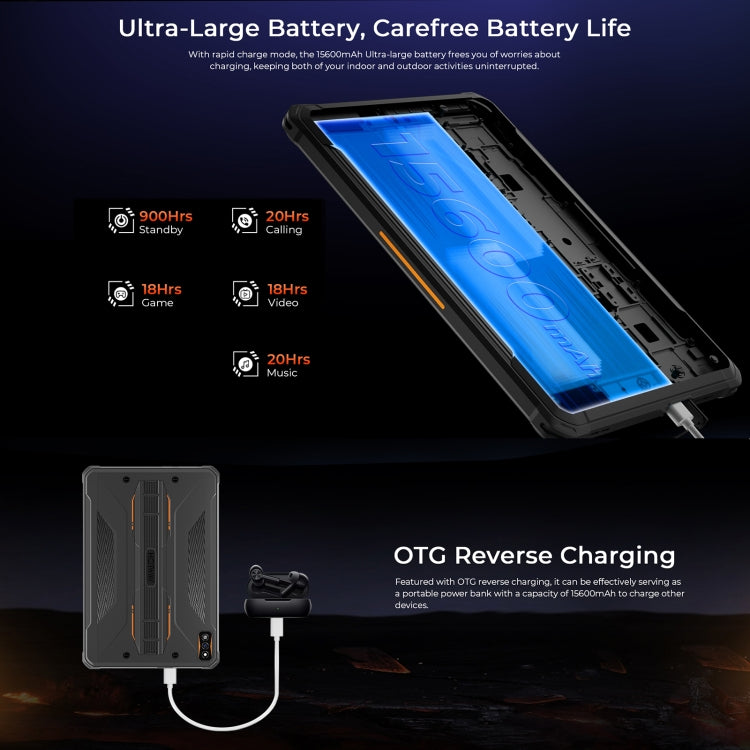 [HK Warehouse] HOTWAV Tab R7 Rugged Tablet, 6GB+256GB, 10.1 inch Android 13 Unisoc Tiger T606 Octa Core 4G Network, Global Version with Google Play(Black Orange)