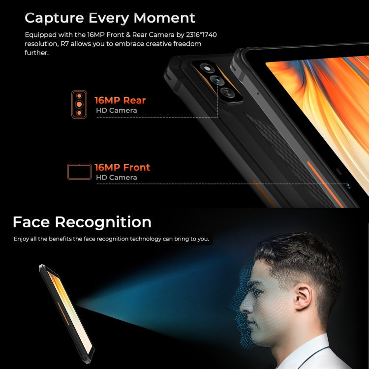 [HK Warehouse] HOTWAV Tab R7 Rugged Tablet, 6GB+256GB, 10.1 inch Android 13 Unisoc Tiger T606 Octa Core 4G Network, Global Version with Google Play(Black Orange)