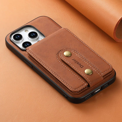 For iPhone 14 Pro Max Denior D14 NK Retro Pattern MagSafe Magnetic Card Holder Leather Phone Case(Brown)