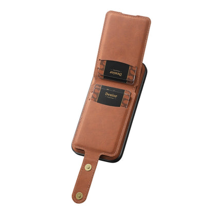 For iPhone 14 Pro Max Denior D14 NK Retro Pattern MagSafe Magnetic Card Holder Leather Phone Case(Brown)