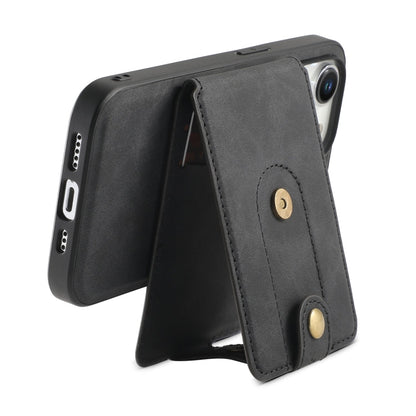For iPhone 14 Pro Max Denior D14 NK Retro Pattern MagSafe Magnetic Card Holder Leather Phone Case(Black)