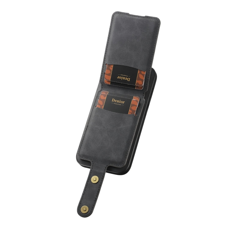 For iPhone 14 Pro Max Denior D14 NK Retro Pattern MagSafe Magnetic Card Holder Leather Phone Case(Black)