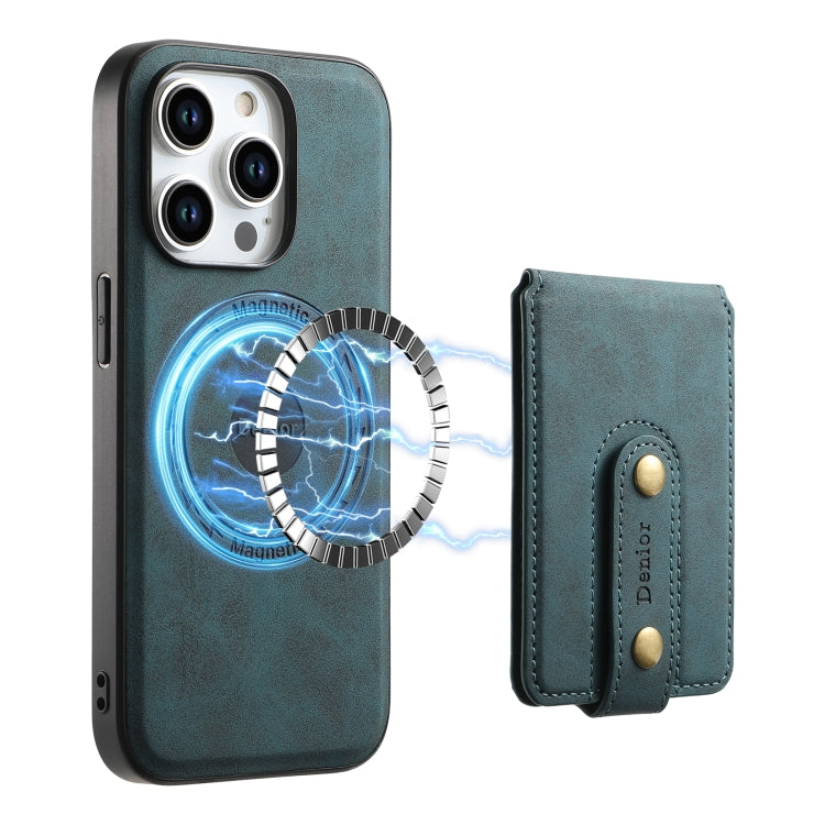 For iPhone 13 Pro Max Denior D14 NK Retro Pattern MagSafe Magnetic Card Holder Leather Phone Case(Blue)