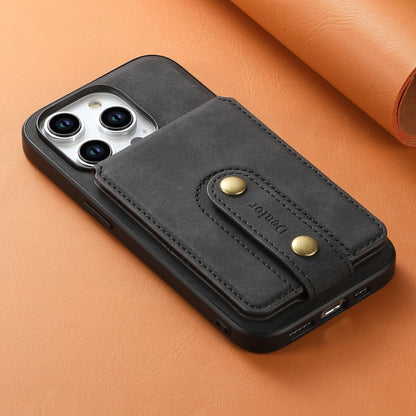 For iPhone 13 Pro Max Denior D14 NK Retro Pattern MagSafe Magnetic Card Holder Leather Phone Case(Black)
