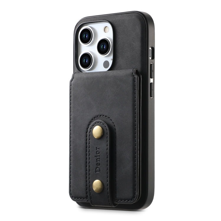 For iPhone 13 Pro Max Denior D14 NK Retro Pattern MagSafe Magnetic Card Holder Leather Phone Case(Black)