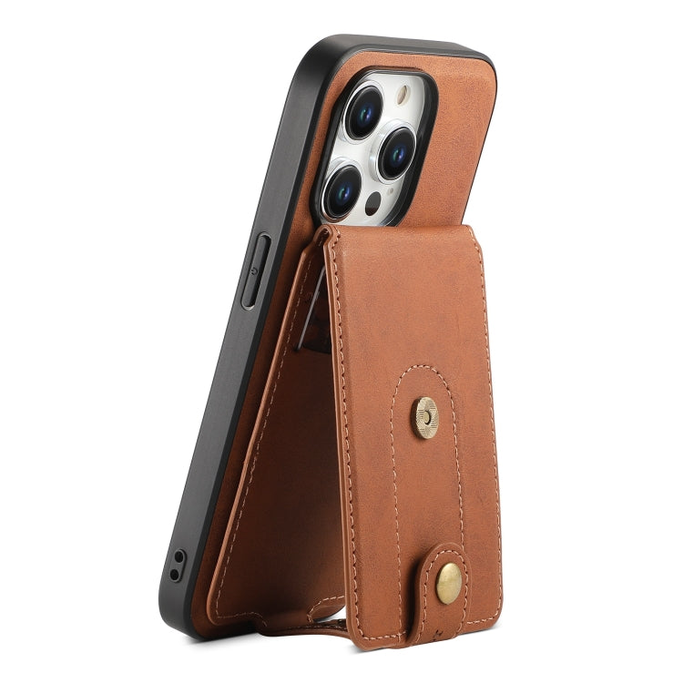 For iPhone 12/12 Pro Denior D14 NK Retro Pattern MagSafe Magnetic Card Holder Leather Phone Case(Brown)