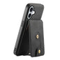 For iPhone 16 Denior D14 NK Retro Pattern MagSafe Magnetic Card Holder Leather Phone Case(Black)