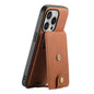 Pour iPhone 16 Pro Max Denior D14 NK Étui de Téléphone en Cuir à Motif Rétro avec Porte-Cartes Magnétique MagSafe (Marron)