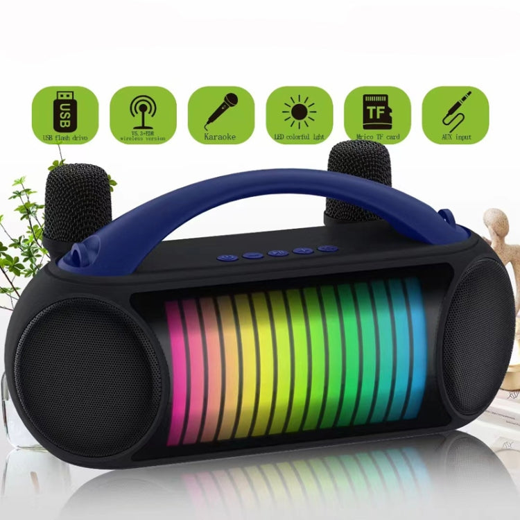 NewRixing NR-222 Portable Outdoor Dual Mic Colorful Wireless Bluetooth Speaker(Black)
