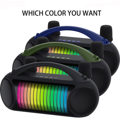 NewRixing NR-222 Portable Outdoor Dual Mic Colorful Wireless Bluetooth Speaker(Black)