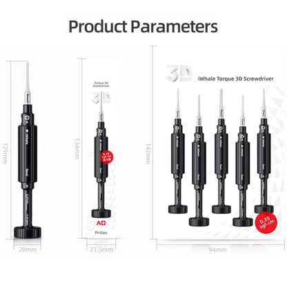 QianLi iWhale Special S2 Steel Magnetic Torque 3D Screwdriver, Model:D Pinhead Phillips 0.35