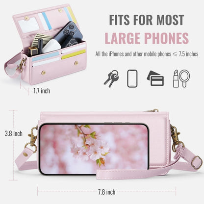 CaseMe ME30 Max Multifunctional Large-Capacity Shoulder Crossbody Phone Bag(Pink)