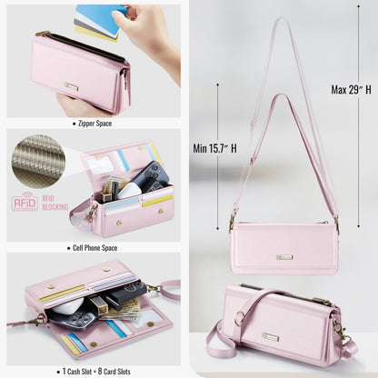 CaseMe ME30 Max Multifunctional Large-Capacity Shoulder Crossbody Phone Bag(Pink)