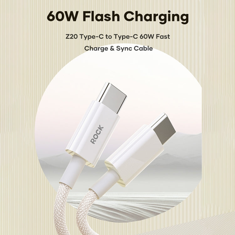 ROCK Z20 60W USB-C / Type-C to USB-C / Type-C Fast Charging Data Cable, Length:1m(Grey White)