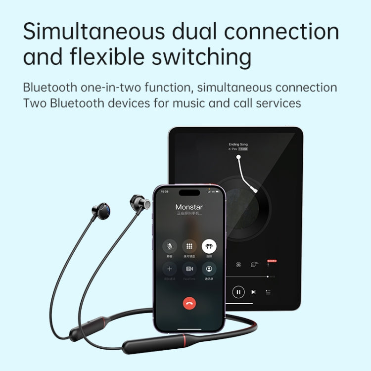 ROCK Y6 Neck-band Wireless Sports Bluetooth Earphone(Black)