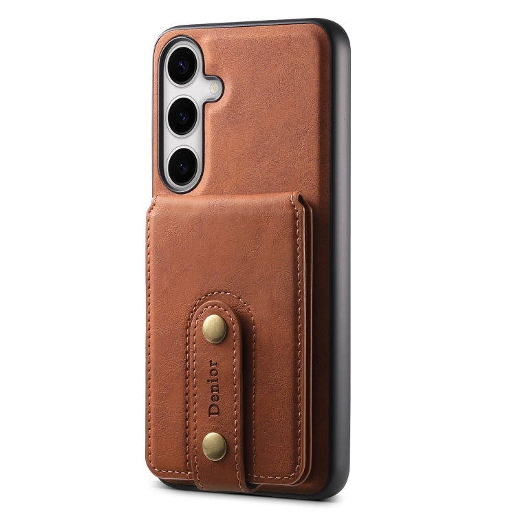 For Samsung Galaxy S24+ 5G Denior D14 NK Retro Pattern MagSafe Magnetic Card Holder Leather Phone Case(Brown)