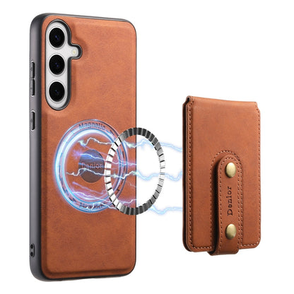 For Samsung Galaxy S24+ 5G Denior D14 NK Retro Pattern MagSafe Magnetic Card Holder Leather Phone Case(Brown)