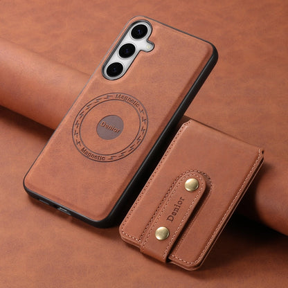 For Samsung Galaxy S24+ 5G Denior D14 NK Retro Pattern MagSafe Magnetic Card Holder Leather Phone Case(Brown)
