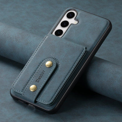 For Samsung Galaxy S24+ 5G Denior D14 NK Retro Pattern MagSafe Magnetic Card Holder Leather Phone Case(Blue)