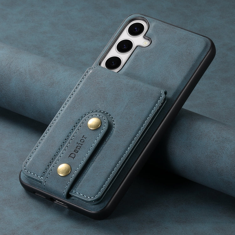 For Samsung Galaxy S24 5G Denior D14 NK Retro Pattern MagSafe Magnetic Card Holder Leather Phone Case(Blue)