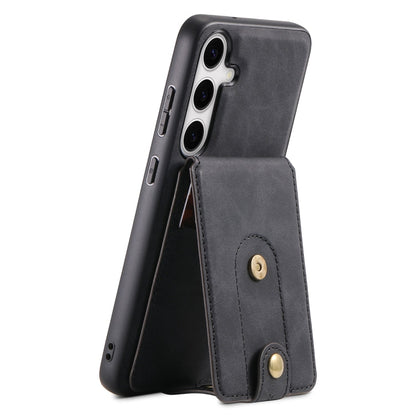 For Samsung Galaxy S24 5G Denior D14 NK Retro Pattern MagSafe Magnetic Card Holder Leather Phone Case(Black)