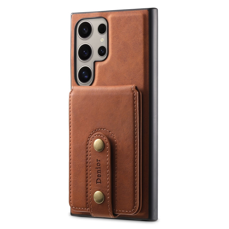 For Samsung Galaxy S23 Ultra 5G Denior D14 NK Retro Pattern MagSafe Magnetic Card Holder Leather Phone Case(Brown)