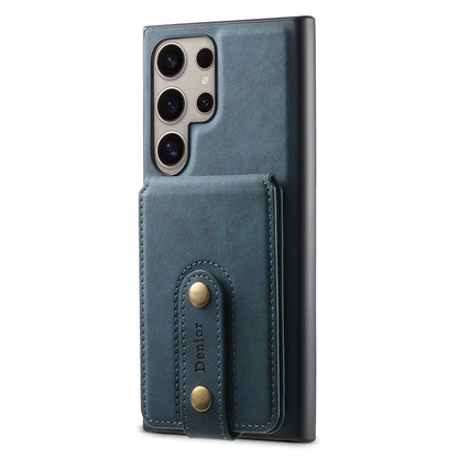 For Samsung Galaxy S23 Ultra 5G Denior D14 NK Retro Pattern MagSafe Magnetic Card Holder Leather Phone Case(Blue)