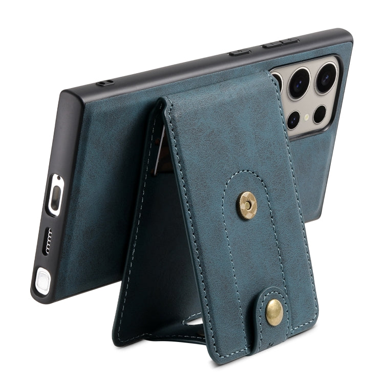 For Samsung Galaxy S23 Ultra 5G Denior D14 NK Retro Pattern MagSafe Magnetic Card Holder Leather Phone Case(Blue)