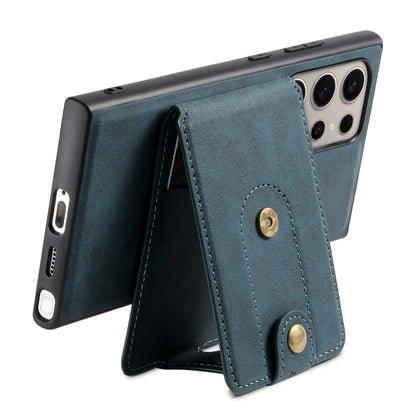 For Samsung Galaxy S23 Ultra 5G Denior D14 NK Retro Pattern MagSafe Magnetic Card Holder Leather Phone Case(Blue)