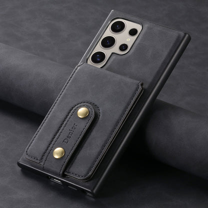 For Samsung Galaxy S23 Ultra 5G Denior D14 NK Retro Pattern MagSafe Magnetic Card Holder Leather Phone Case(Black)