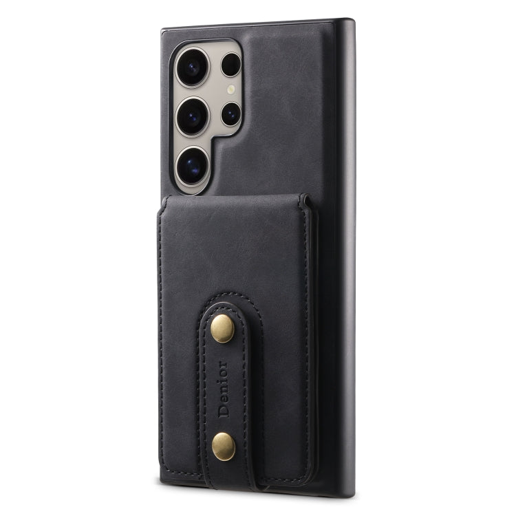For Samsung Galaxy S23 Ultra 5G Denior D14 NK Retro Pattern MagSafe Magnetic Card Holder Leather Phone Case(Black)