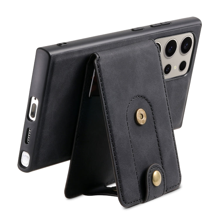 For Samsung Galaxy S23 Ultra 5G Denior D14 NK Retro Pattern MagSafe Magnetic Card Holder Leather Phone Case(Black)