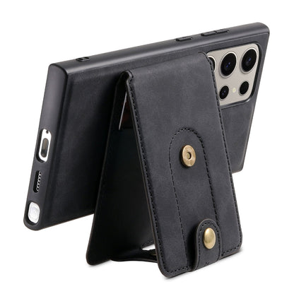 For Samsung Galaxy S23 Ultra 5G Denior D14 NK Retro Pattern MagSafe Magnetic Card Holder Leather Phone Case(Black)