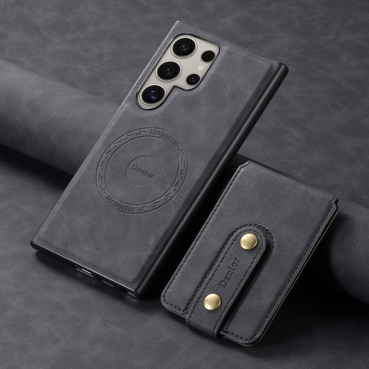 For Samsung Galaxy S23 Ultra 5G Denior D14 NK Retro Pattern MagSafe Magnetic Card Holder Leather Phone Case(Black)