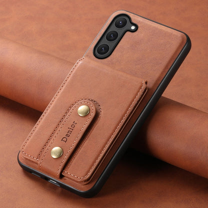 For Samsung Galaxy S23 5G Denior D14 NK Retro Pattern MagSafe Magnetic Card Holder Leather Phone Case(Brown)