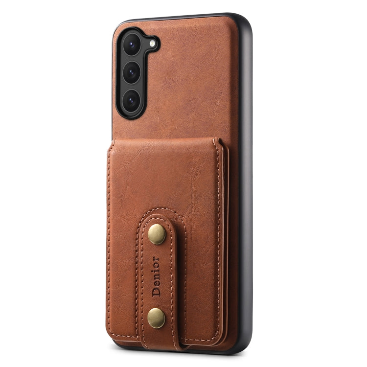 For Samsung Galaxy S23 5G Denior D14 NK Retro Pattern MagSafe Magnetic Card Holder Leather Phone Case(Brown)