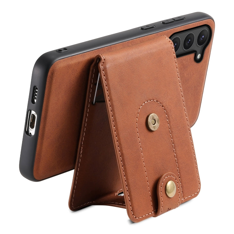 For Samsung Galaxy S23 5G Denior D14 NK Retro Pattern MagSafe Magnetic Card Holder Leather Phone Case(Brown)