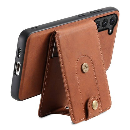For Samsung Galaxy S23 5G Denior D14 NK Retro Pattern MagSafe Magnetic Card Holder Leather Phone Case(Brown)