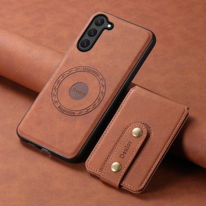 For Samsung Galaxy S23 5G Denior D14 NK Retro Pattern MagSafe Magnetic Card Holder Leather Phone Case(Brown)