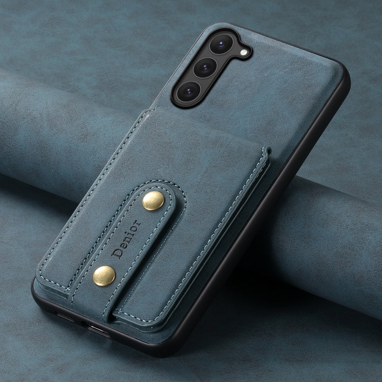 For Samsung Galaxy S23 5G Denior D14 NK Retro Pattern MagSafe Magnetic Card Holder Leather Phone Case(Blue)