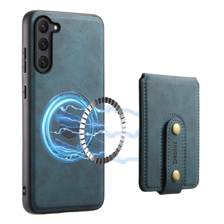 For Samsung Galaxy S23 5G Denior D14 NK Retro Pattern MagSafe Magnetic Card Holder Leather Phone Case(Blue)
