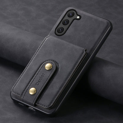 For Samsung Galaxy S23 5G Denior D14 NK Retro Pattern MagSafe Magnetic Card Holder Leather Phone Case(Black)