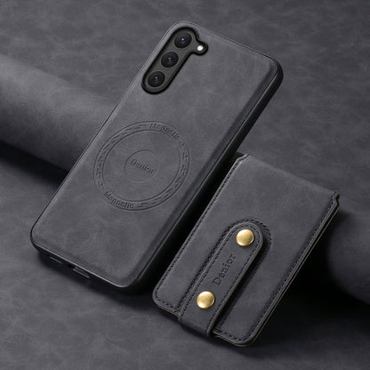 For Samsung Galaxy S23 5G Denior D14 NK Retro Pattern MagSafe Magnetic Card Holder Leather Phone Case(Black)