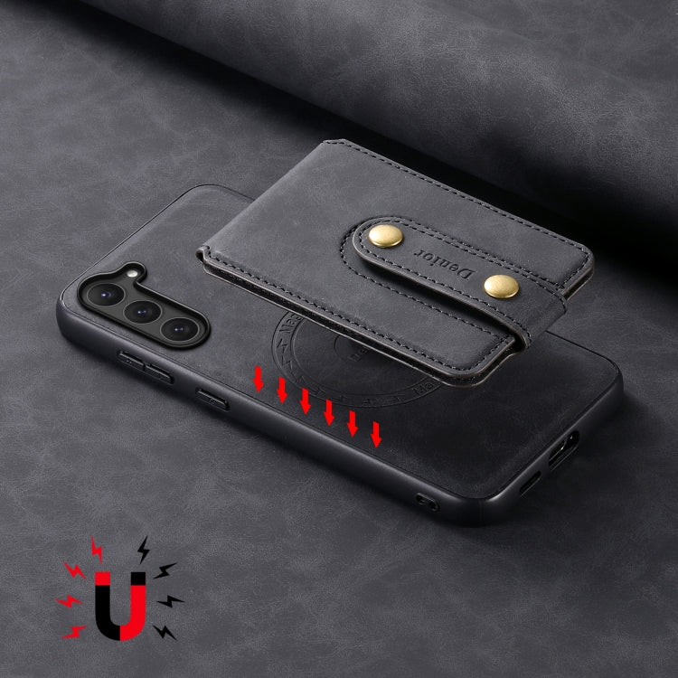 For Samsung Galaxy S23 5G Denior D14 NK Retro Pattern MagSafe Magnetic Card Holder Leather Phone Case(Black)