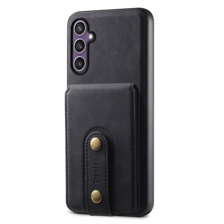 For Samsung Galaxy S23 FE 5G Denior D14 NK Retro Pattern MagSafe Magnetic Card Holder Leather Phone Case(Black)