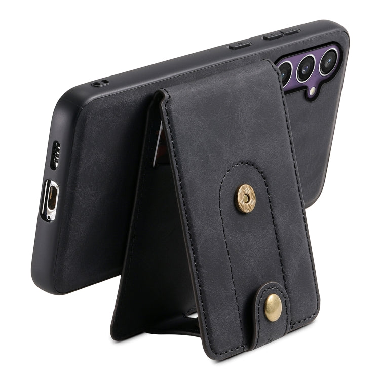 For Samsung Galaxy S23 FE 5G Denior D14 NK Retro Pattern MagSafe Magnetic Card Holder Leather Phone Case(Black)