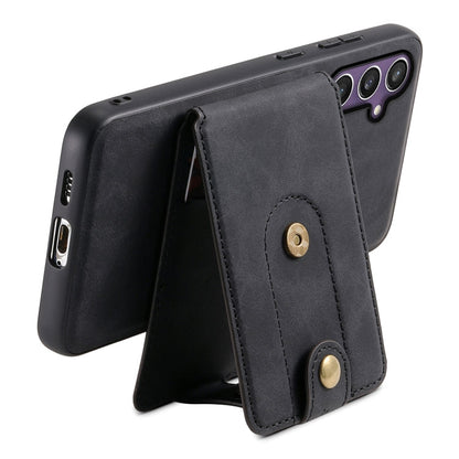 For Samsung Galaxy S23 FE 5G Denior D14 NK Retro Pattern MagSafe Magnetic Card Holder Leather Phone Case(Black)