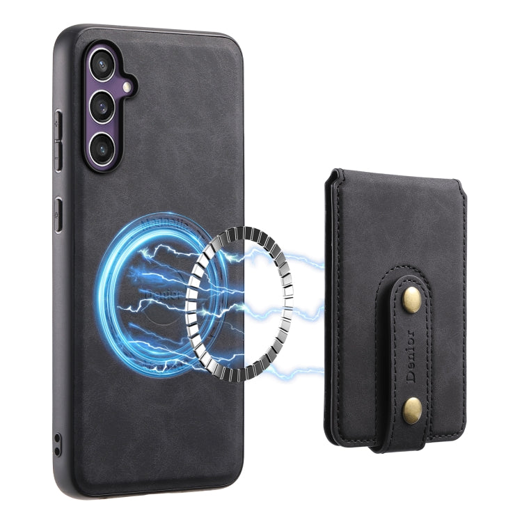 For Samsung Galaxy S23 FE 5G Denior D14 NK Retro Pattern MagSafe Magnetic Card Holder Leather Phone Case(Black)