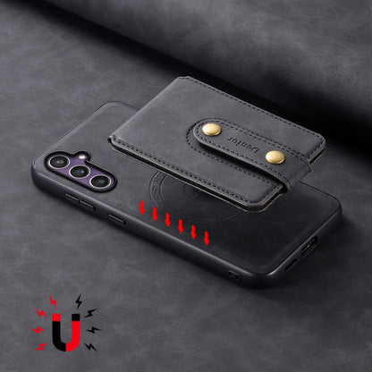 For Samsung Galaxy S23 FE 5G Denior D14 NK Retro Pattern MagSafe Magnetic Card Holder Leather Phone Case(Black)
