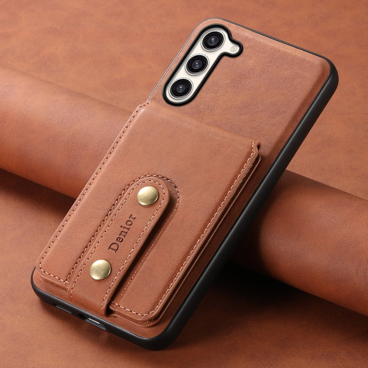 For Samsung Galaxy S23+ 5G Denior D14 NK Retro Pattern MagSafe Magnetic Card Holder Leather Phone Case(Brown)